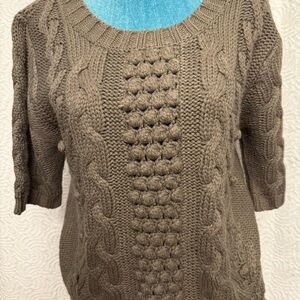 Apostrophe Elbow length Sleeve Chunky Pompom Cable Knit Cream Pullover
Sweater